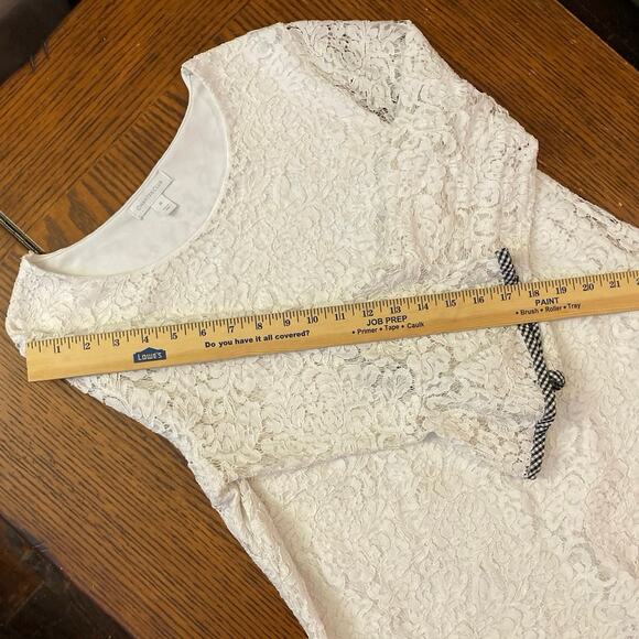 Charter Club Eyelet Checkered Plaid 3/4 Casual Blouse Top Shirt Women’s Size M - Picture 5 of 11